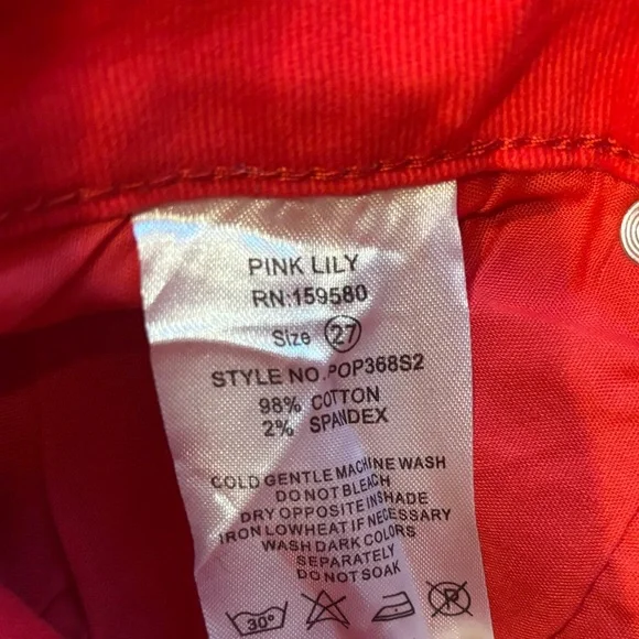 Pink Lily Bold Red Women's Wide Leg Jeans Size 27 - Picture 4 of 5